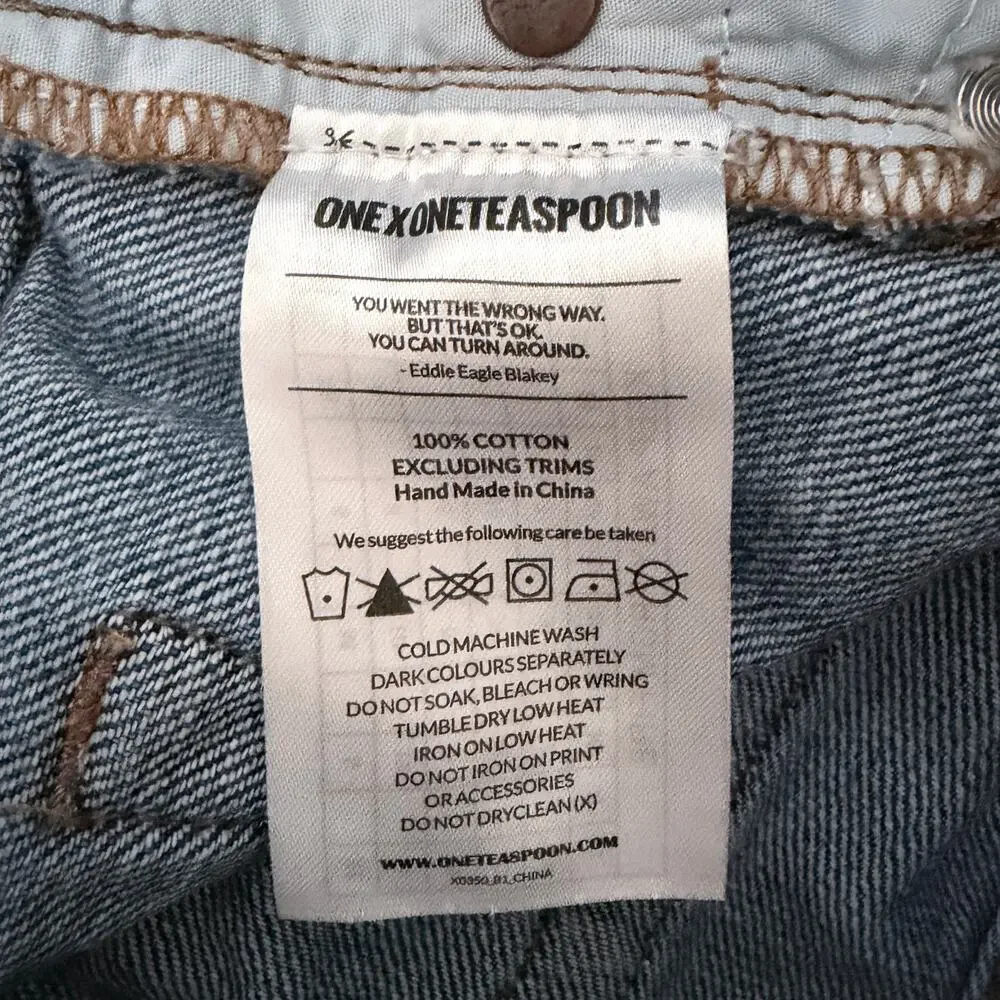 One x OneTeaspoon Bandits Denim Distressed Jean Shorts Buttonfly sz 25